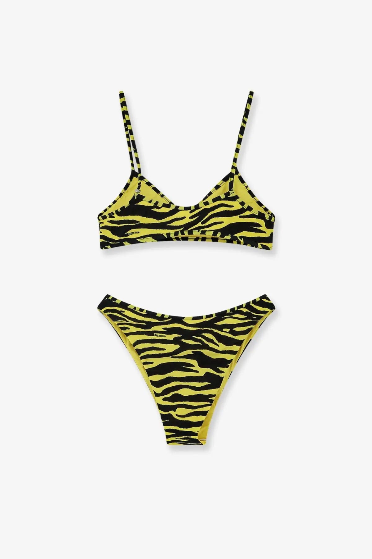 Yellow and black zebra-print bikini set in lycra from the attico womens the attico il primo bagno swimsuit black