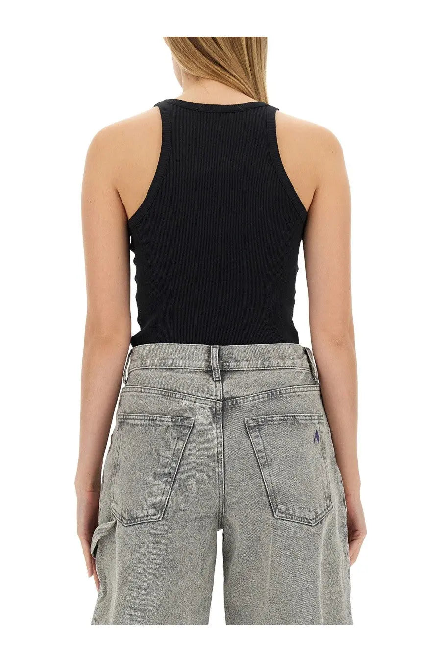 The attico women’s black ribbed jersey tank top ideal for casual and layering looks