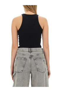 The attico women’s black ribbed jersey tank top ideal for casual and layering looks