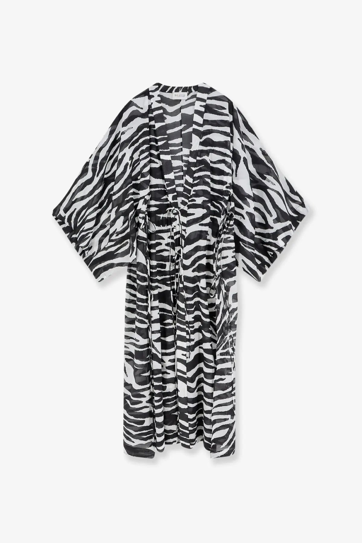 The Attico women’s kaftan cotton dress black with black and white zebra-print kimono-style robe with loose fit