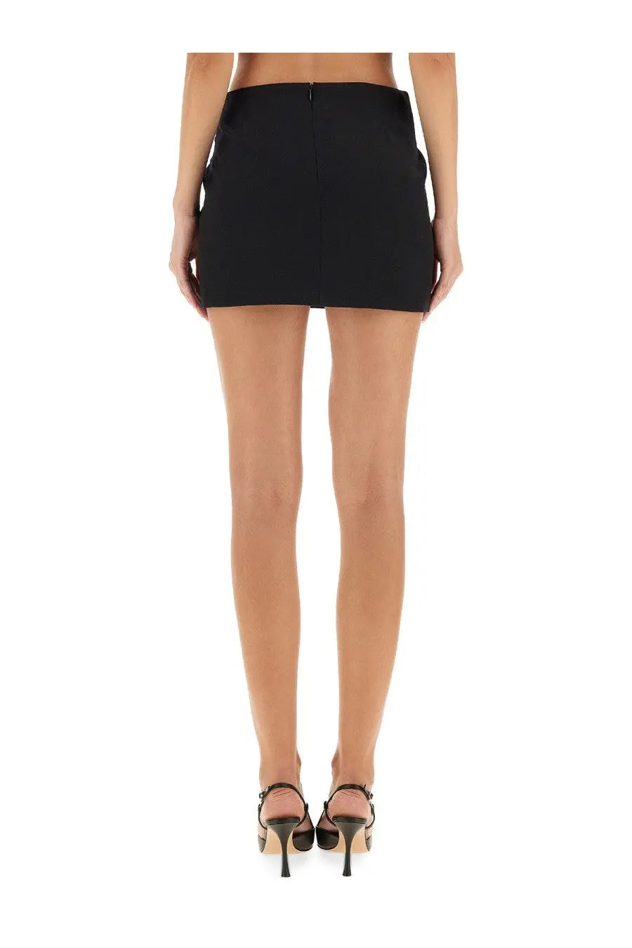 The attico women’s black high-waisted mini crossover skirt with tailored fit and subtle side pockets