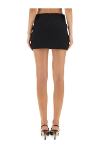 The attico women’s black high-waisted mini crossover skirt with tailored fit and subtle side pockets