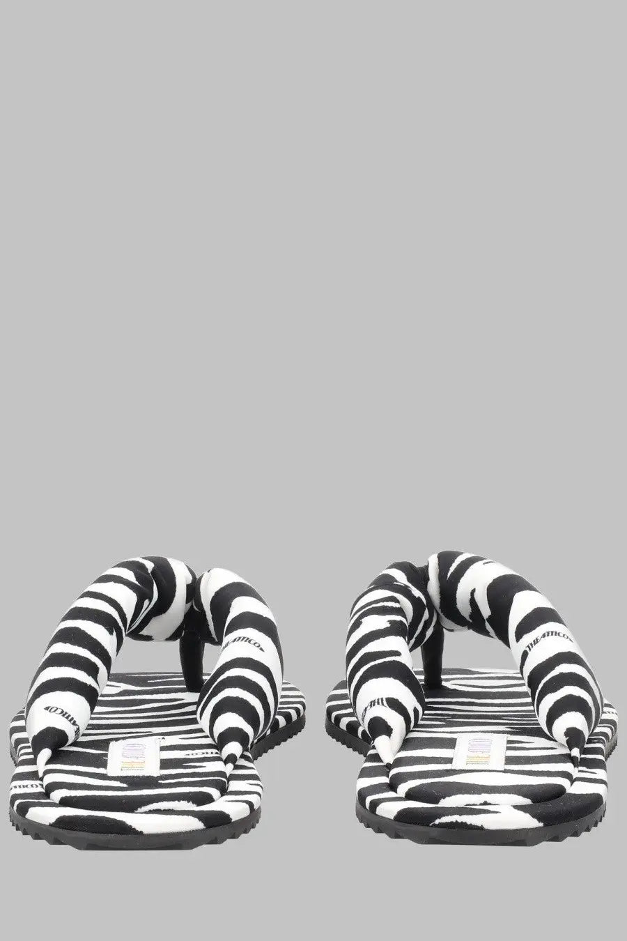 The attico women’s sandalo indie pattern black and white zebra-striped flip-flops with plush textured upper