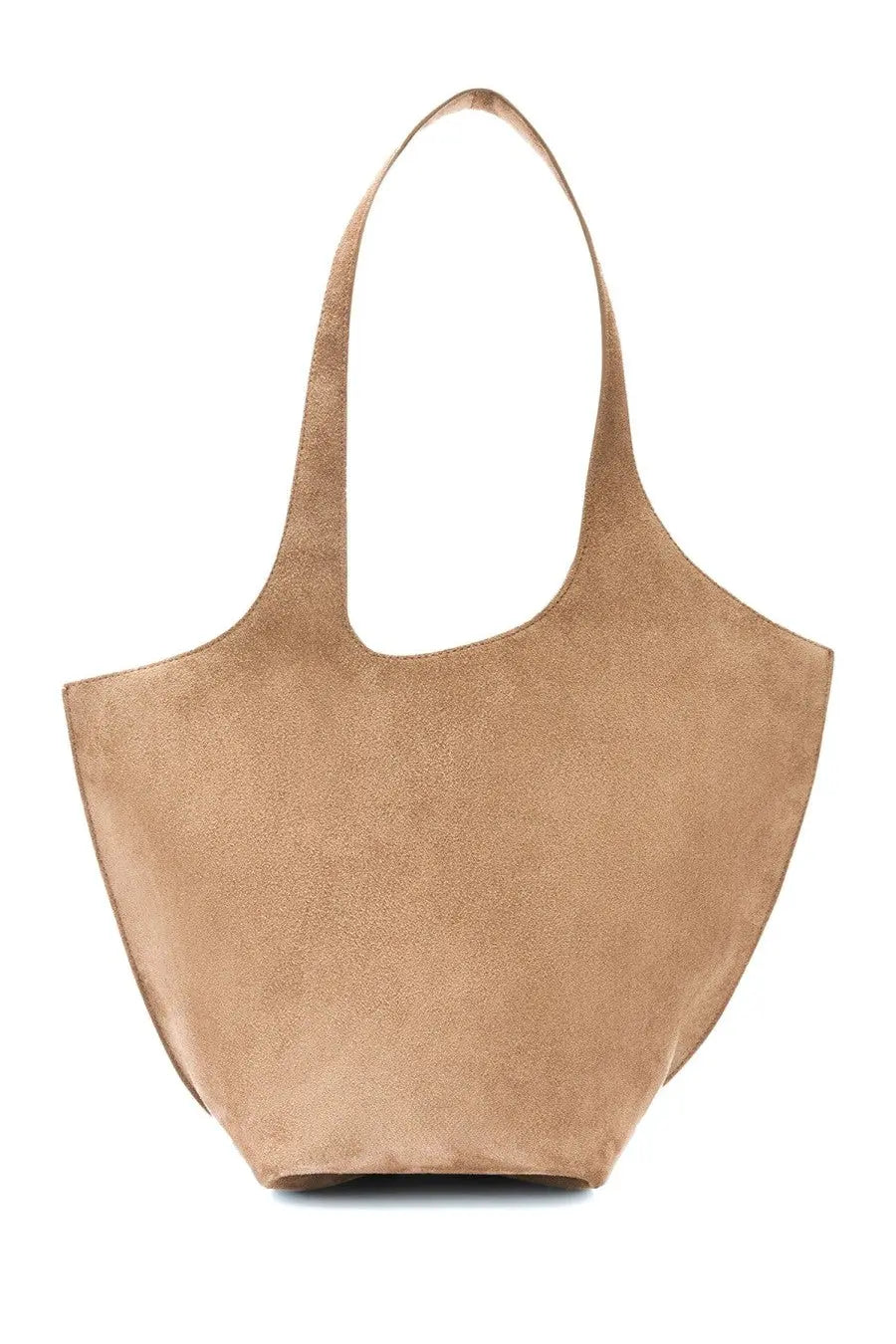 The attico women’s the scoop bag brown beige suede tote bag with minimalist design and curved handles