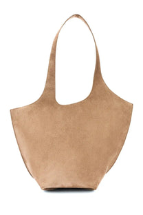 The attico women’s the scoop bag brown beige suede tote bag with minimalist design and curved handles