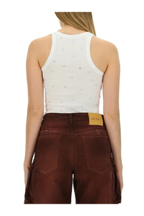 The attico women’s white tank top featuring subtle silver pinwheel patterns for stylish casual wear