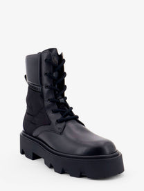 Moncler Women's Aurea Leather and Nylon Boots Black