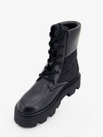 Moncler Women's Aurea Leather and Nylon Boots Black