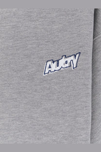 Gray heathered AUTRY men’s cotton blend sweatshirt with white and navy embroidered autoty logo in stylized lettering