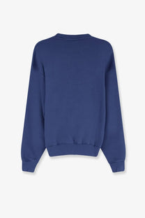 Navy blue crewneck sweatshirt with ribbed cuffs and hem made from cotton blend by Autry for men