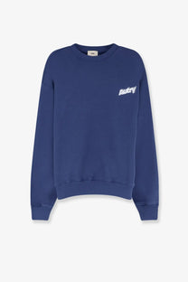 Navy blue cotton blend crewneck sweatshirt with white embroidered rubby logo on left chest autry men’s jersey drone