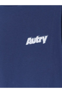 Navy blue cotton AUTRY men’s jersey drone t-shirt with white AUTRY logo printed across the chest