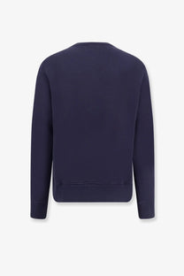 Navy blue autry men’s cotton crewneck sweatshirt featuring a classic comfortable fit ideal for casual wear