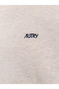 Autry men’s cotton sweatshirt in grey with subtle black embroidered autry logo on soft heather gray fabric