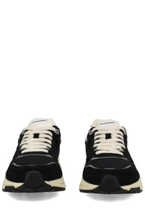 Autry men’s hyperway sneaker black with cream laces and soles featuring suede upper and mesh panels