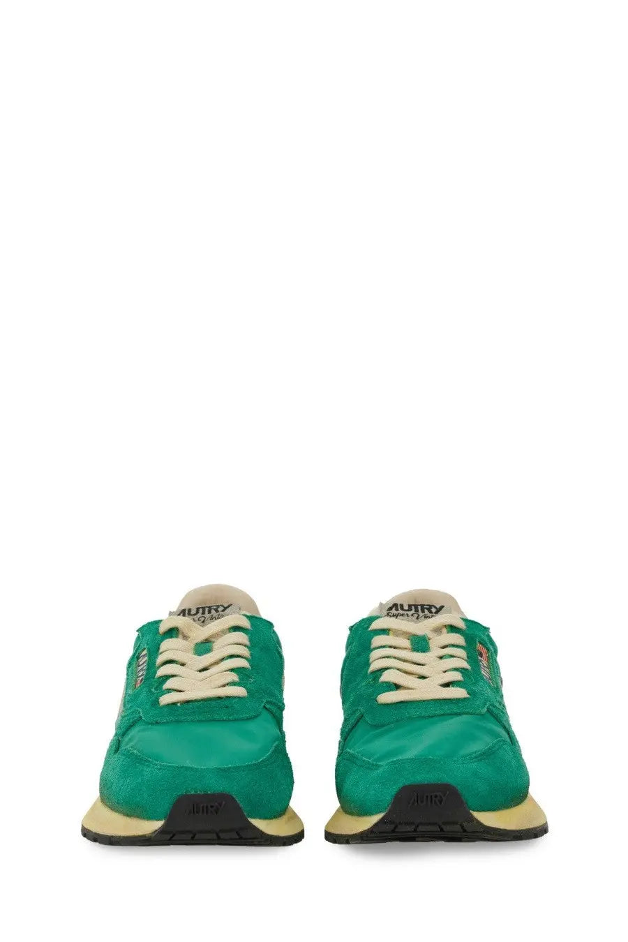Autry men’s reelwind supervintage sneaker green emerald green suede with cream laces and black cream rubber sole