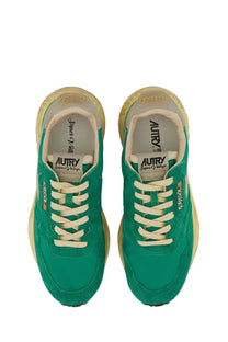 Autry men’s reelwind supervintage sneaker green suede with cream laces beige sole and autry branding on the insole