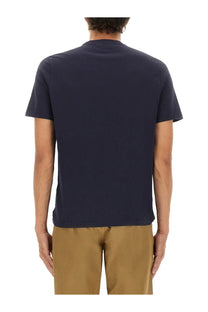 Navy blue cotton t-shirt for men by Autry with a classic fit and short sleeves