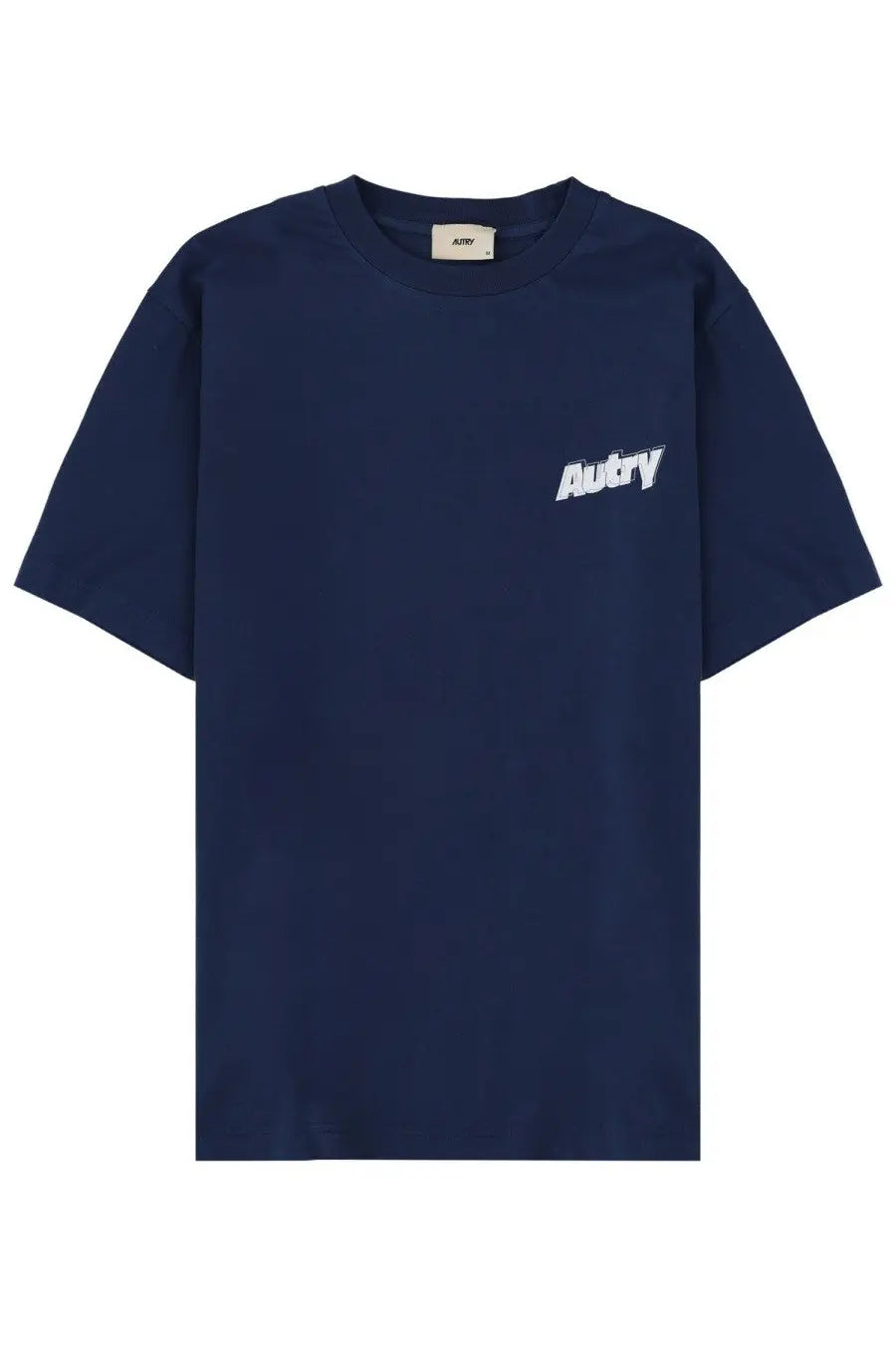 Navy blue cotton AUTRY men’s shirt with white embroidered logo on the left chest ideal for casual wear