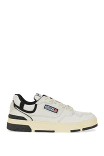 Autry men’s sneaker clc multicolor low-top sneaker in white and black with cream midsole and autry logo patch on the side