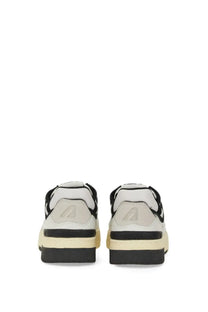 Autry men’s sneaker clc multicolor white and black low-top sneakers with chunky sole and subtle heel branding back view