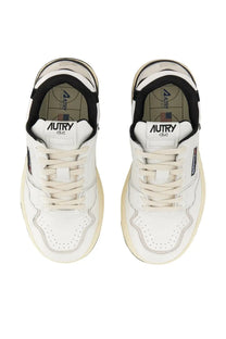 Autry men’s sneaker clc multicolor white leather sneakers with black accents and vintage basketball court insole design