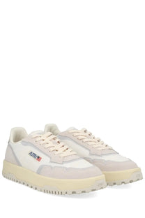 Autry men’s sneaker wildpace low cream with suede mesh mix gray accents and embroidered logo on the side