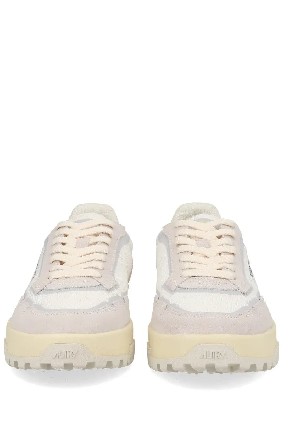 Off white autry men’s sneaker wildpace low in beige and off white with layered suede and canvas materials