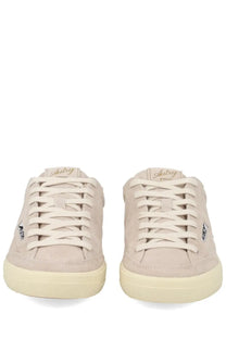 Autry men’s sneaker windscape low grey beige suede low-top with cream rubber soles and aubrey logo on the tongue