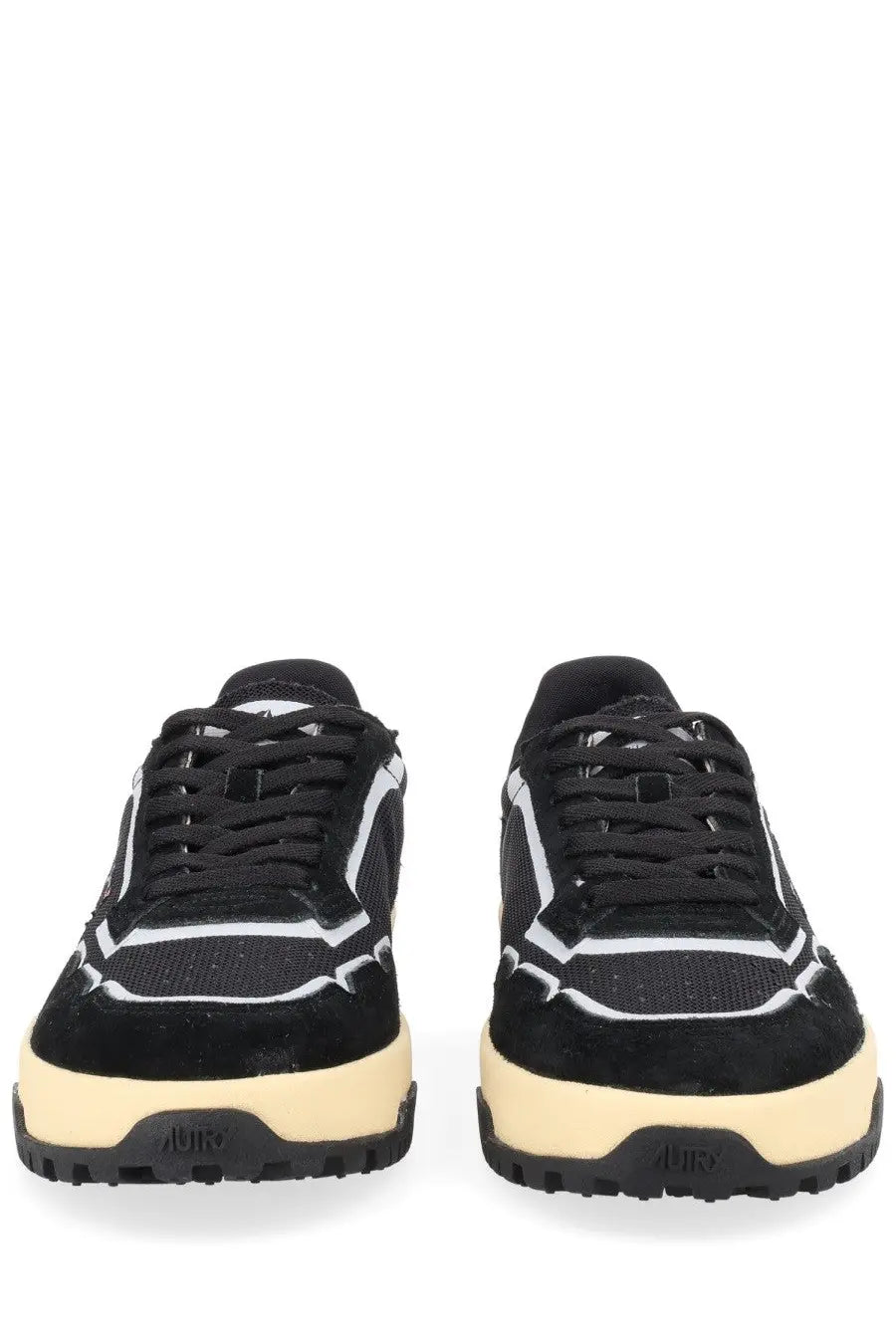 Autry men’s wildpace low sneaker black with suede upper mesh panels and cream rubber sole