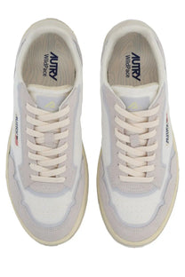 Autry men’s Wildpace low sneaker in light gray and off-white suede and mesh with subtle branding details