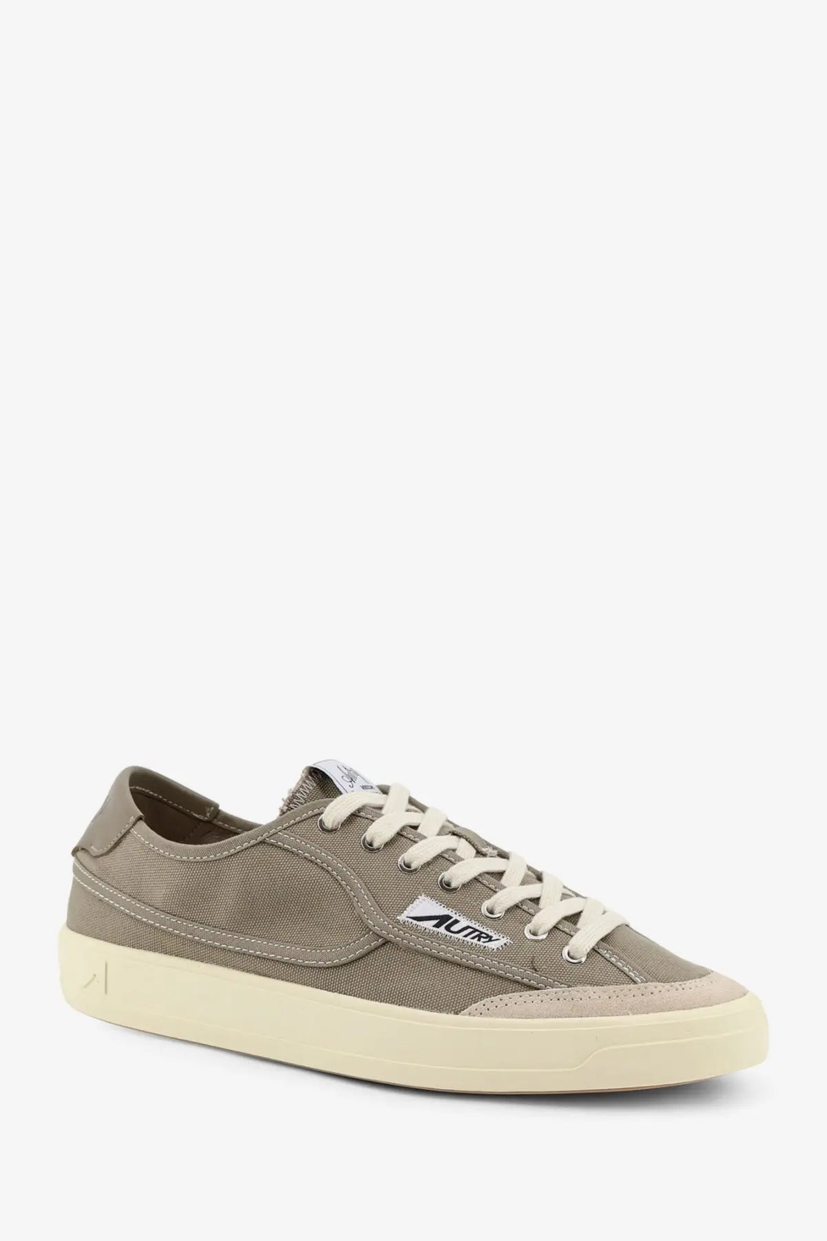 Autry men’s windscape canvas sneakers in muted olive with cream laces and matching rubber sole military style