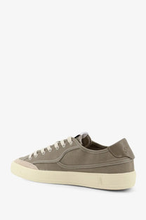 Autry men’s windscape olive green canvas low-top sneaker with cream laces and matching rubber sole military style