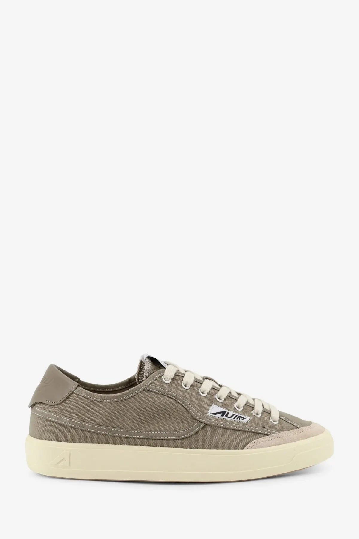 Olive green canvas low-top sneaker with cream laces and rubber sole from autry men’s windscape military collection