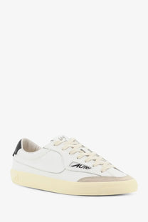 Autry men’s Windscape leather sneaker in white with beige rubber sole and black branding on the side