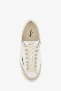 Autry men’s windscape leather sneakers white low-top white leather with beige accents and minimalist design