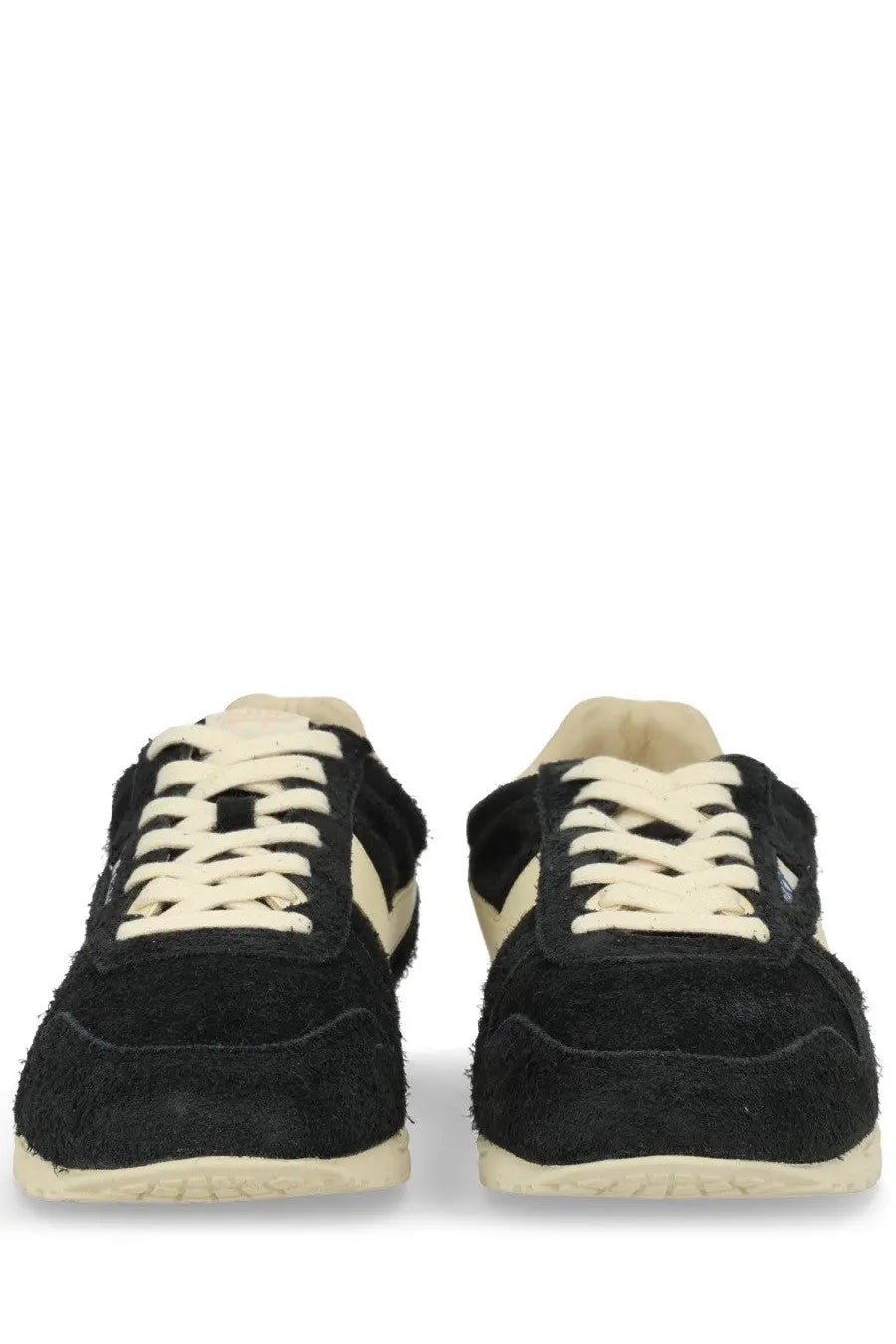 Autry men’s windspin sneaker black in black suede with cream laces and matching retro soles