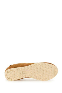 Autry men’s windspin sneaker tan suede with textured rubber sole and multicolor accents