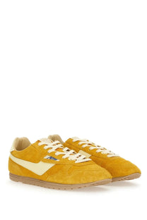 Autry men’s windspin sneaker yellow suede with cream accents and classic retro design multicolor style