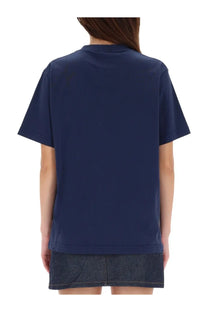 Navy blue short-sleeved unisex t-shirt by Autry Maison Kitsuné made of soft fabric for casual wear