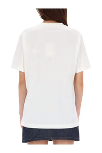 White cotton unisex t-shirt with relaxed fit and short sleeves from autry maison kitsuné collection