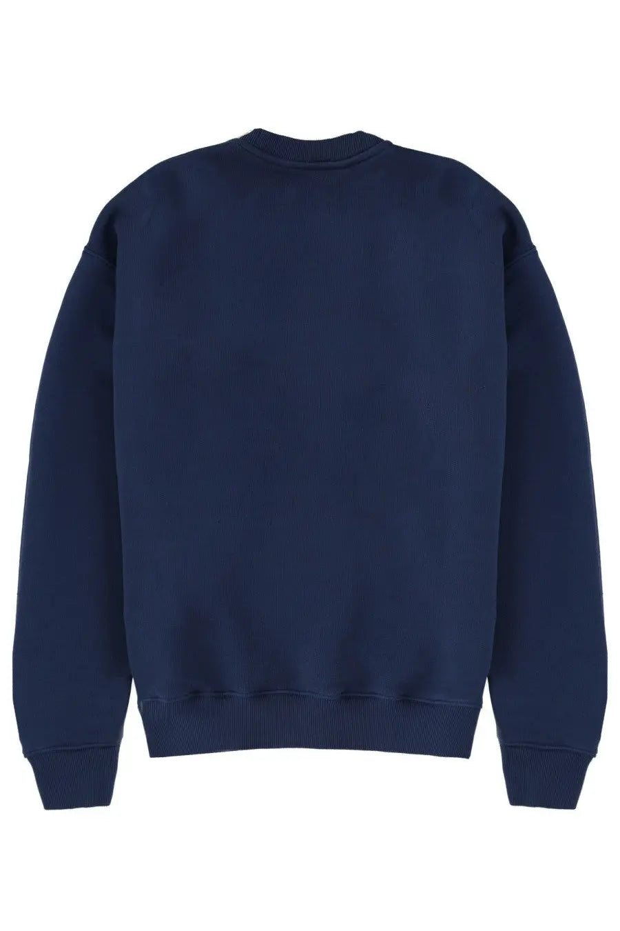 Navy blue autry unisex crewneck sweatshirt with ribbed cuffs and hem made from soft cotton blend fabric