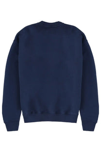Navy blue autry unisex crewneck sweatshirt with ribbed cuffs and hem made from soft cotton blend fabric