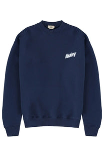 Navy blue autry unisex crewneck sweatshirt with white embroidered logo on left chest made from soft fabric