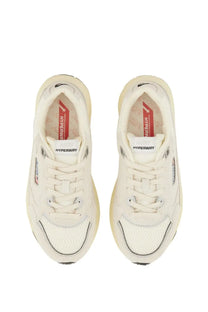 Autry women’s hyperway sneaker in cream with white mesh and rubber accents for stylish comfort