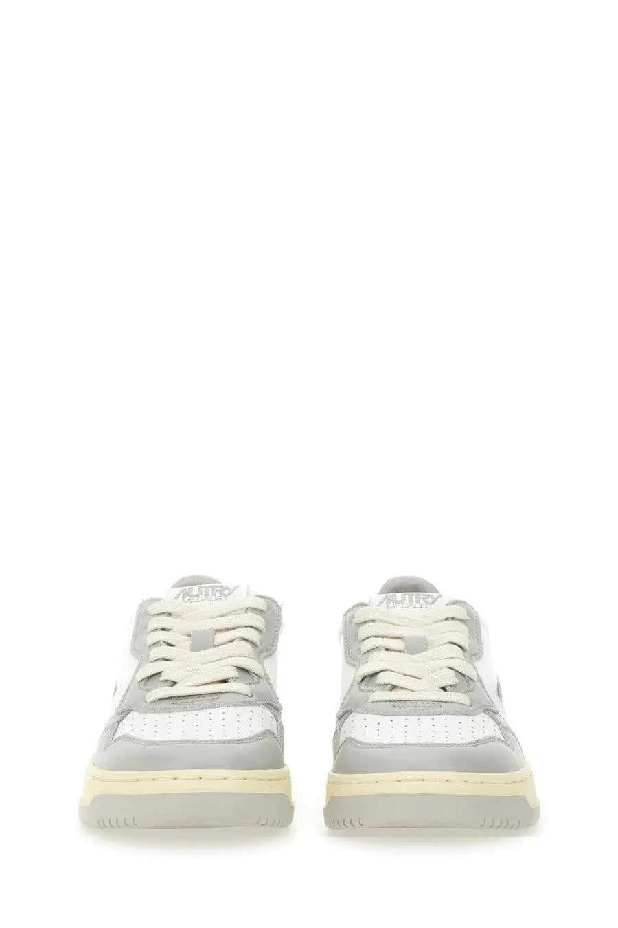 Autry women’s medalist low sneaker white gray and white low-top minimalist design casual footwear