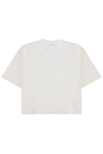 Autry women’s white cropped short-sleeve t-shirt with a simple minimalist design perfect for casual wear