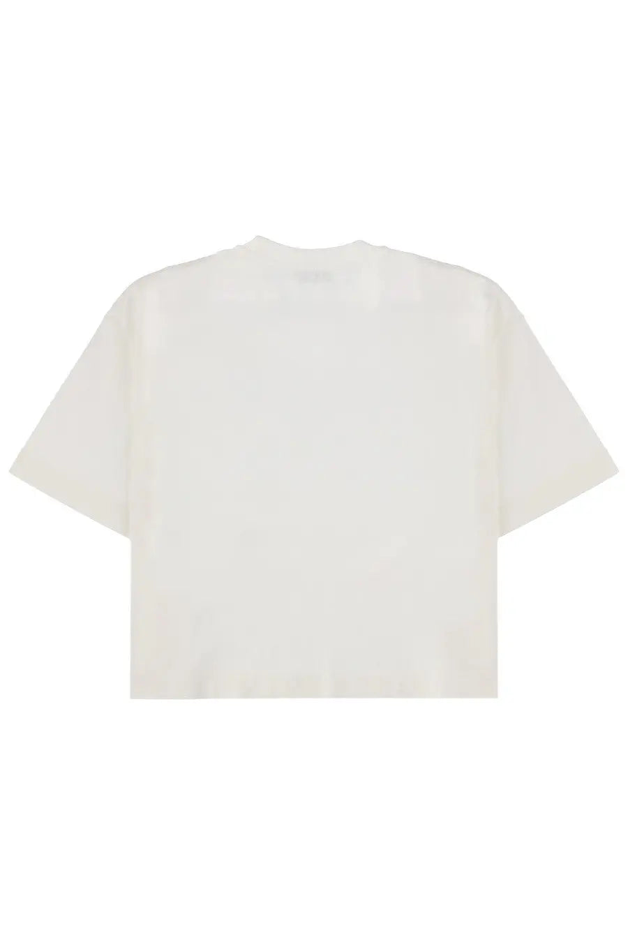 Autry women’s white cropped short sleeve t-shirt with a simple minimalist design in cotton fabric