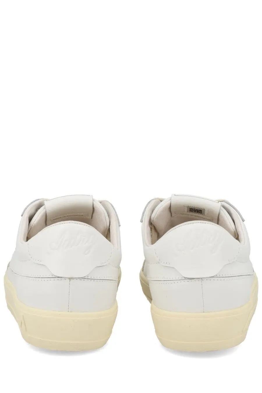 Autry women’s sneaker windscape low white leather with cream rubber sole and minimalist design front view