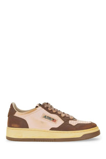 Autry women’s super vintage sneaker brown low-top in suede and canvas with vintage design and autry logo on side